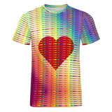 Rainbow Stripes heart Pride Cotton T-shirt