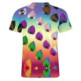 Gradient Leaves Pattern Cotton T-Shirt 14