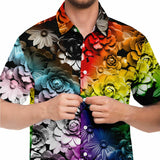 Metallic Rainbow Ombre Flowers Button Down Shirt