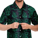 Embossed Teal Velvet Button Down Shirt 6