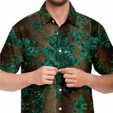 Embossed Teal Velvet Button Down Shirt 9