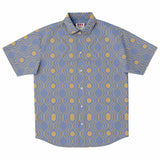 Sky Blue Gold Wave Circle Button Down