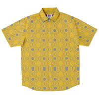 Yellow Gray Wave Circle Button Down