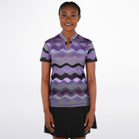 Purple Waves Stand Up Collar Polo