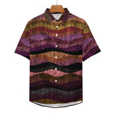 Wavy Bark Texture Pattern Faux Linen Button Down Shirt with chest pocket 2