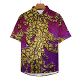 Embossed Rustic Rocks Faux Linen Button Down Shirt with Chest Pocket