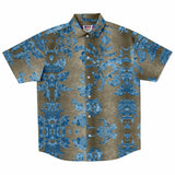 Embossed Blue Velvet Button Down Shirt 6
