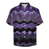 Wavy Bark Texture Pattern Faux Linen Button Down Shirt with chest pocket