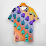 Gradient Leaves Pattern Cotton T-Shirt 4