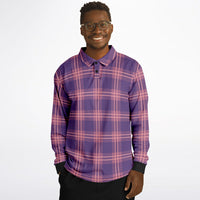 Jeweled Plaid Long Sleeve Polo