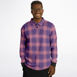 Jeweled Plaid Long Sleeve Polo