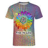 Free to Love Rainbow Pattern Cotton T-Shirt