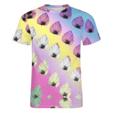 Gradient Leaves Pattern Cotton T-Shirt 12