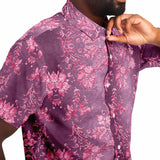 Embossed Pink Velvet Button Down Shirt 3