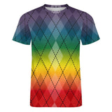 Rainbow Pride Fade Argyle Cotton T-Shirt
