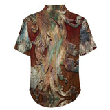Embossed Rustic Design Faux Linen Button Down Shirt with Chest Pocket 15