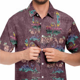 Embossed Lavender Velvet Button Down Shirt 2