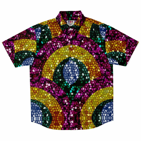 Mosaic Rainbow Pattern Button Down Shirt