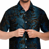 Embossed Black Velvet Button Down Shirt 5