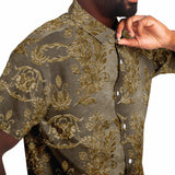 Embossed Gold Velvet Button Down Shirt 6