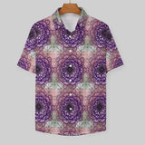Geometric Pattern Button-Down Shirt with pocket