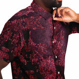 Embossed Claret Velvet Button Down Shirt 10