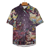 Embossed Rustic Design Faux Linen Button Down Shirt with Chest Pocket 3
