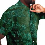 Embossed Teal Velvet Button Down Shirt 8