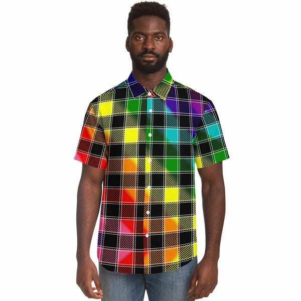 Rainbow Grid Button Down Shirt