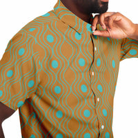 Bronze Turquoise Wave Circle Button Down