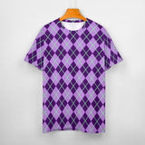 Purple Argyle Pattern Cotton T-Shirt