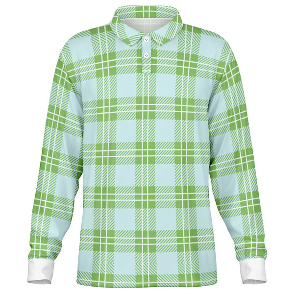 Lemon Water Plaid Long Sleeve Polo