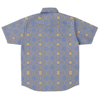 Sky Blue Gold Wave Circle Button Down