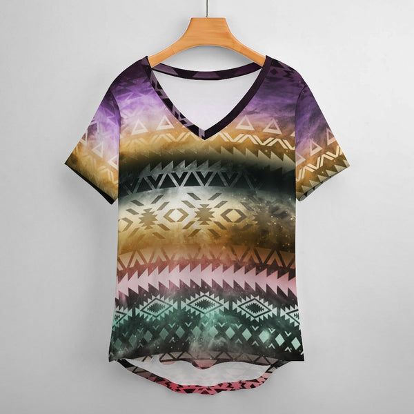 Royal Tribal Low Cut V-Neck T-Shirt