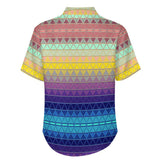 Gradient Triangle Pattern  Faux Linen Button Down Shirt with chest pocket 3