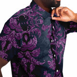 Embossed Purple Velvet Button Down Shirt 6