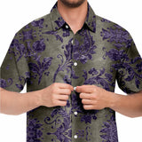Embossed Purple Velvet Button Down Shirt 3
