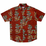 Embossed Red Velvet Button Down Shirt