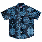 Embossed Blue Velvet Button Down Shirt 5