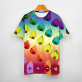 Gradient Leaves Pattern Cotton T-Shirt 16