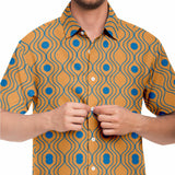 Orange Blue Wave Circle Button Down