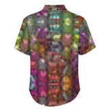 Iridescent Gems Faux Linen Button Down Shirt with chest pocket