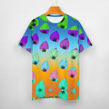 Gradient Leaves Pattern Cotton T-Shirt 2