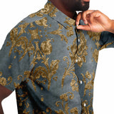 Embossed Gold Velvet Button Down Shirt 5