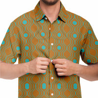 Bronze Turquoise Wave Circle Button Down