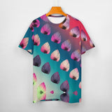 Gradient Leaves Pattern Cotton T-Shirt 8