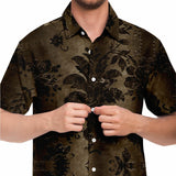 Embossed Black Velvet Button Down Shirt 8