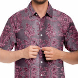 Embossed Pink Velvet Button Down Shirt 5