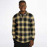 Black & Yellow Plaid Long Sleeve Polo