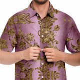 Embossed Gold Velvet Button Down Shirt 10